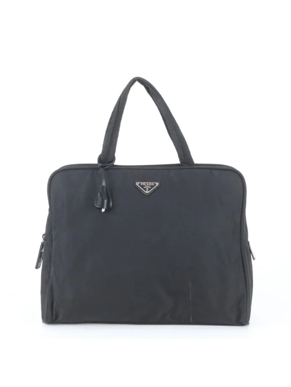 Prada White Tessuto Nylon Triangle Logo Business Briefcase Tote